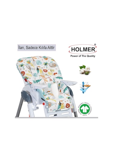 HOLMER Leke Tutmaz Organik Mama Sandalyesi Minderi & Kılıfı Max-M