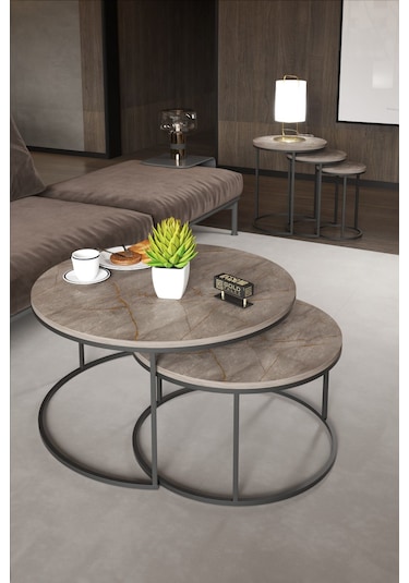 Orta Sehpa Ve Zigon Sehpa Set İkili Lüx C Zigon Gordion