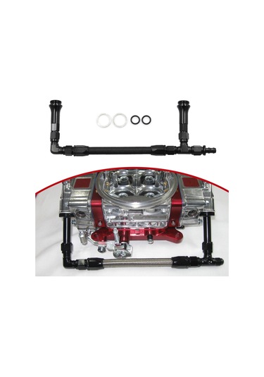 Lemestar Alüminyum An6 Çift Kanallı Karbüratör Yakıt Hattı Seti - Siyah 7/8"-20 Dişli 3/8" Borular