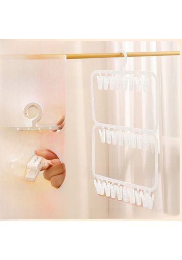 Krem Beyazı 24 Klipsli Çorap Klipsi, Çok İşlevli Renkli