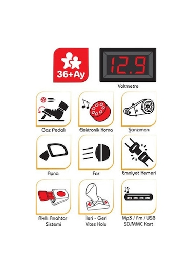 Pilsan Tery Bery 05 280 12 V Uzaktan Kumandalı Akülü Araba Beyaz