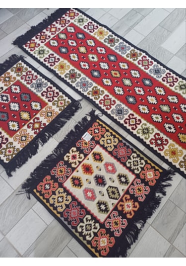 Oto Koltuk Üstü Kilim 45x50 50x130cm 3'lü Set