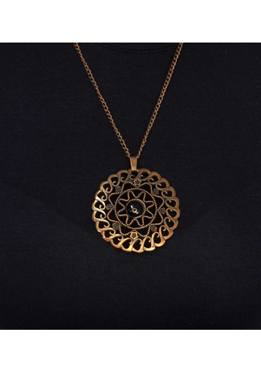 Doğal Taş Oniks Doğal Taşlı Yuvarlak Model Antik Kadın Kolye Euk47o Siyah