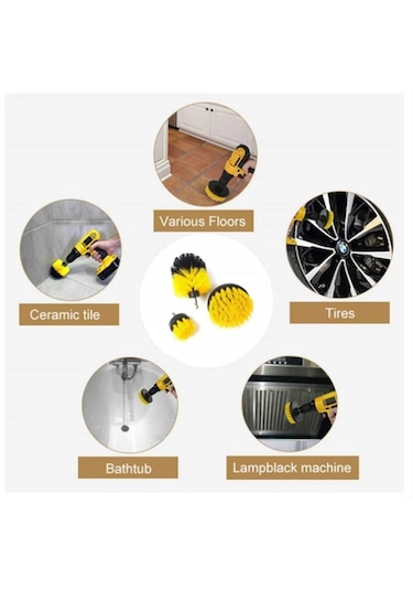 Depomega Fırça Seti Banyo Mutfak Jant Temizlik Matkap Ucu 3'lü