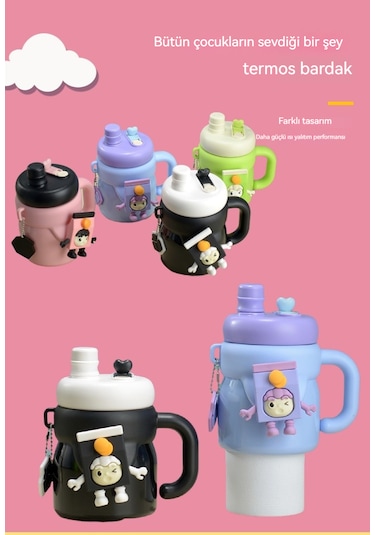 Çizgi Film Çocuk Çift İçki Termos Bardak161- Mavi