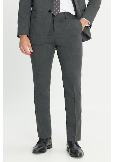 Erkek Antrasıt Slim Fit Dar Kesim Mono Yaka Takım Elbise Antrasit