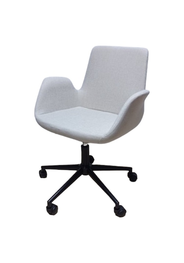 Bilgisayar Sandalyesi Büro Koltuğu Döküm Süngerli Krem Keten Kuma