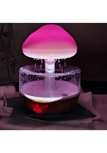 Techbloom Yogle Rain Cloud Humidifier Aromaterapi Difuzor Ahşap Renk Ayarlanabilir Led Işık Yatak Odası Ofis Plastik Gövde