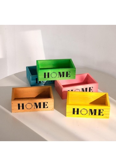 Homyl Ahşap Saksı Kutusu Dekorasyon Retro Çiftlik Evi Pembe