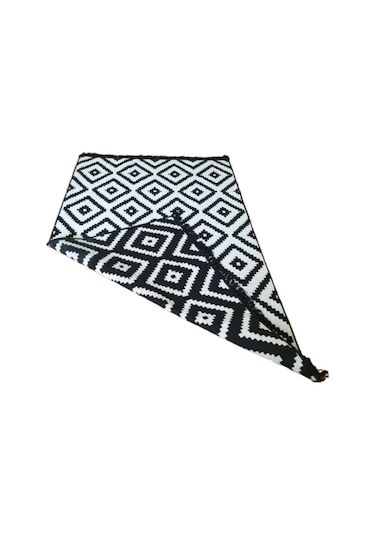 Çift Taraflı Kilim Yolluk - Siyah Beyaz Piramit Desen 80x200