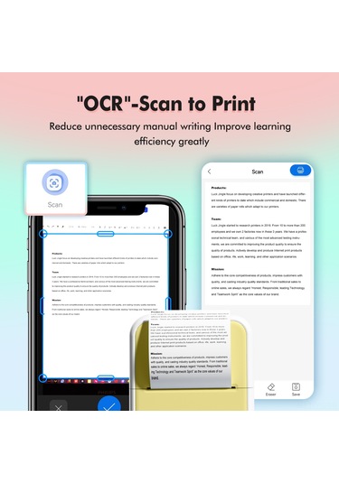 Yunboo S1 Mini Termal Etiket Yazıcı, 203dpi, Bluetooth, 1500mah Pil, 6'lı Termal + 5'li Yapışkan Kağıt, 5 Dil Kılavuzu