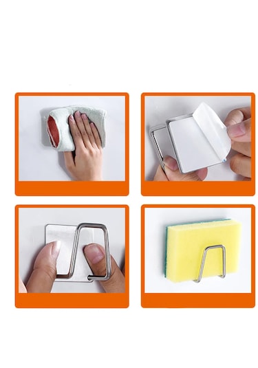 Yapışkanlı Metal Banyo Mutfak Eşya Askılığı Al4467 2 Adet Gümüş