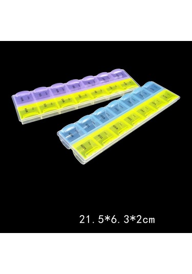 Mufunye Haftalık 14 Bölmeli Renkli İlaç Kutusu, Günlük İki Kullanıma Ayırılmış, Taşınabilir Şeffaf Pps Malzeme İlaç Saklama Kutusu