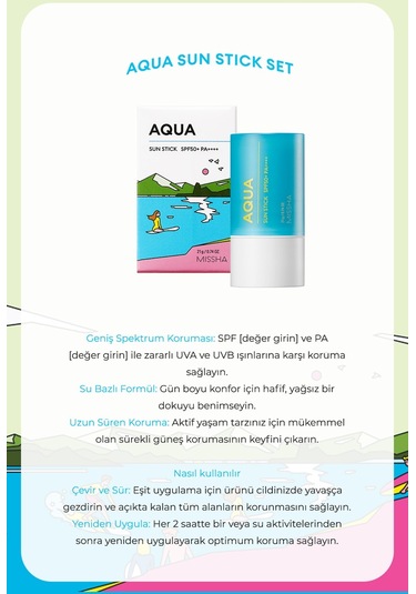 Missha Stick Güneş Kremi ve Göz Altı Bakım Seti All Around Safe Block Aqua Sun Stick Set SPF50+ PA++++