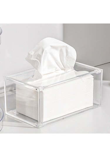 Geeroyoo Akrilik Materyal Transparan Dizaynlı Ev Ofis Mutfak Kullanıma Uygun Dikdörtgen Tüp Havlu Kutusu Organizatör