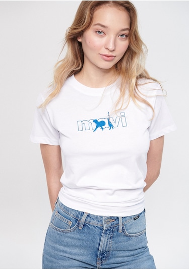 Mavi - Mavi Kedi Logo Baskılı Beyaz Tişört 1611478-620 Beyaz
