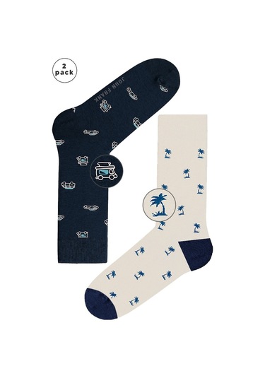 John Frank Ikili 21W Uzun Çorap Multıcolor (488750554)-Std Çok Renkli