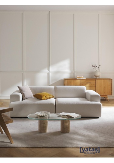 Most Mollista 2 Modül Kanepe Koltuk 01 Kırık Beyaz Keten Kumaş Yu