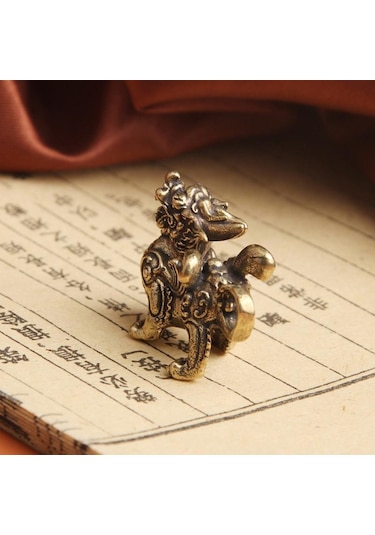 Jms Heykeli Heykelcik Zenginlik Pirinç Dekor Refah Çin Tarzı Süs Qilin Ejderha Şans Hayvan Fengshui Vintage