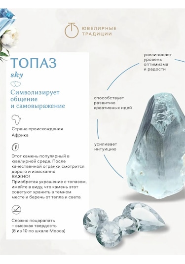 Uvelirnye Tradicii 925 Ayar Doğal Topaz Taşlı Sky Gümüş Yüzük 412072472 Beyaz