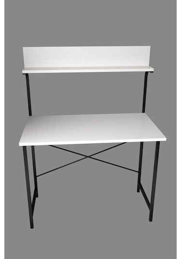 Parla Üstten Raflı Dekoratif Çalışma Masası 50x90 Cm Beyaz