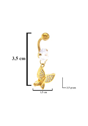 Ferizz Altın Kaplama Zirkon Taşlı Kelebekli Piercing Prc-109 Altın