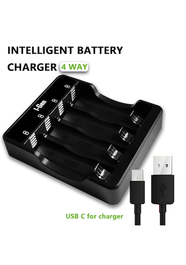 I-Gen G400 4'lü Pil Şarj Aleti AA/AAA Uyumlu Type-C Giriş Akıllı Hızlı Pil Şarj Cihazı