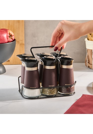 Karaca New Latin Standlı 7 Parça Baharat Seti 100 Ml Kahverengi