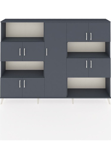 Arges Dolap 10 Raflı 9 Kapaklı 220x30x163 Antrasit-antrasit Antrasit-antrasit