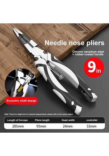 Vkemall Elektrikçi İçin Çok Fonksiyonlu Pançolar - Uçlu/kesici/teli Açan, 6"/8"/9" Boyutları, Kaymazsız Kollü, Krom Vanadyum Çeliği Tüm Saçlar