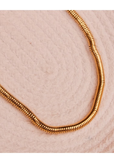 Lekka Design Takı Kararmaz Çelik Kalın Silindir Zincir Kolye Altın