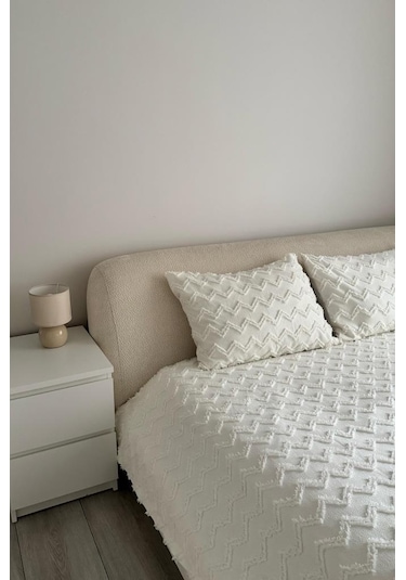 Çeyiz Diyarı Lumpa 2 Parça Tek Kişilik Pike Takımı Krem Krem