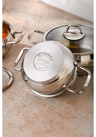 Emsan Cemre İndüksiyon Tabanlı 8 Parça Çelik Tencere Seti