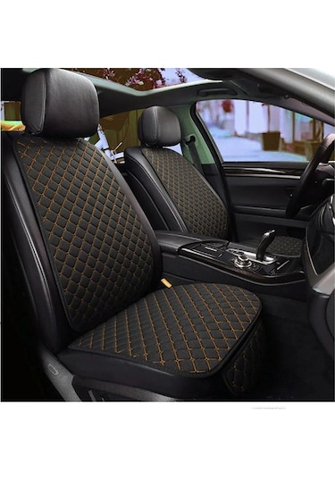 Araba Terletmez Ergonomik Koltuk Minderi 7 Parça - 5 Koltuk Tam Set Siyah Turuncu