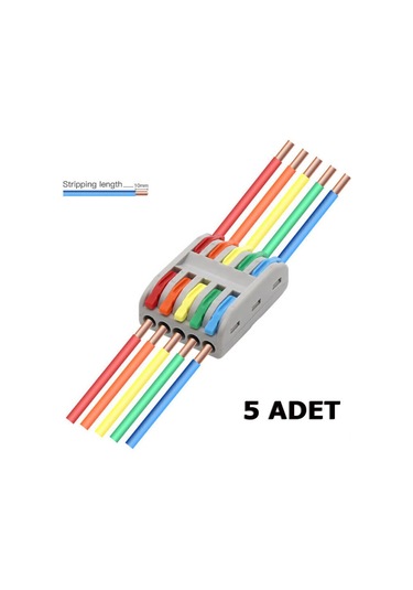 Hızlı Kablo Ekleme Birleştirme Aparatı 5 Beşli Klemens - 5 Adet