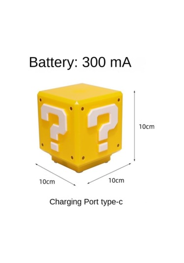 Youmex Mario Bros Soru İşareti Gece Lambası - Nostaljik 2w Işıklı Oyuncu Alet, Çocuk Odası Dekoru, 12v Pilli Fonksiyonlu Sari