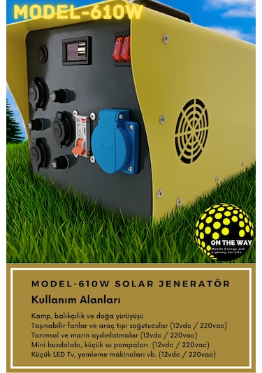 610w Taşınabilir Güç İstasyonu Lifepo4 Bataryalı Solar Jeneratör