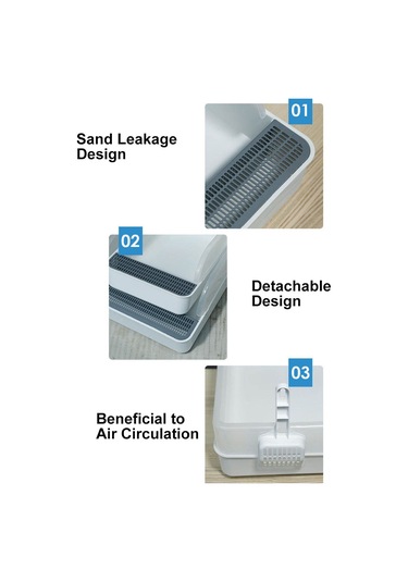 Vkemall Beyaz Kedi Kumu Sandığı, Koku Giderici, Yarı Kapalı Tasarım, Dışarı Sızıntı Engelleyici, S Boyutu Yavru Kedi