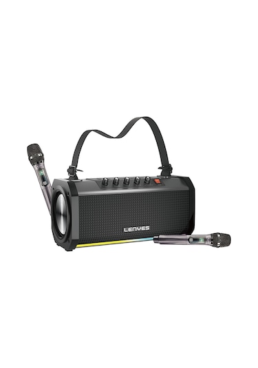 Lenyes S863 Rgb Led Işıklı Mikrofonlu Tws Bluetooth Speaker Hoparlör V5.3 Siyah
