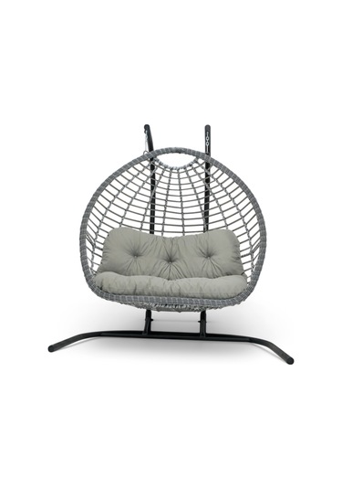 Wellagarden Güneş Kahverengi Rattan İkili Salıncak