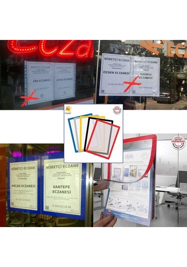 Yapışkanlı Mıknatıslı Esnek Çerçeve Duyuru Panosu 2'Li A4 5 Renk