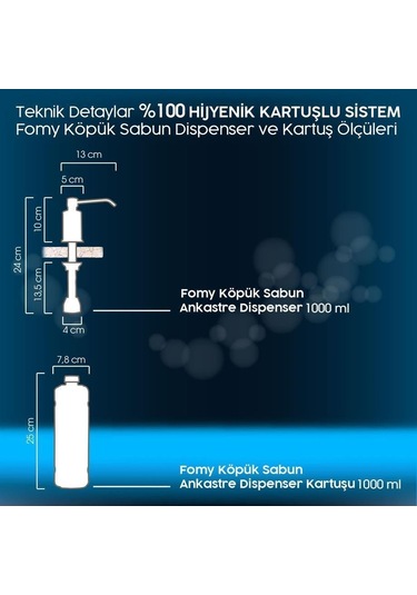 Fomy Köpük Sabun Ankastre Beyaz Dispenser 1000 Ml-100