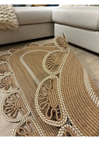 Matrix Jüt Kilim, Paspas, Mutfak Halısı, Banyo Paspası, Kilim, Halı, Oturma Odası Halısı Krem - Bej