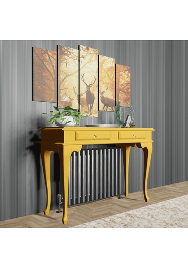 Roys Ahşap 100 Cm Hardal Çekmeceli Petek Üstü Yüksek Dresuar Ahşap