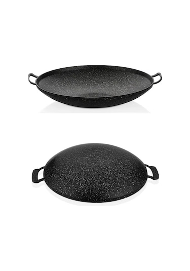 Granit Döküm Saç Kavurma Tavası 34 Cm Siyah