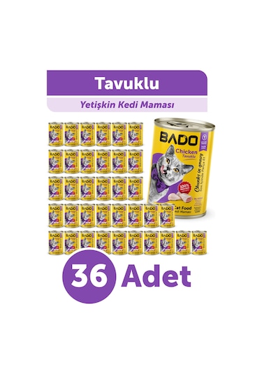 Bado Yetişkin Yaş Kedi Maması Tavuk Etli 400gr 36'lı