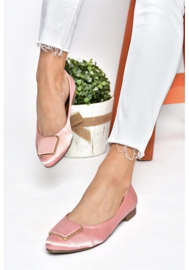 Fox Shoes P726776304 Pudra Saten Kumaş Kadın Babet Pudra