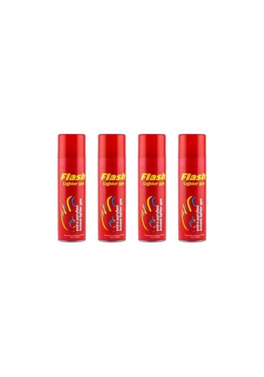 Flash Lighter Çakmak Gazı 270 Ml 4 Adet Parlı Kırmızı - Sarı