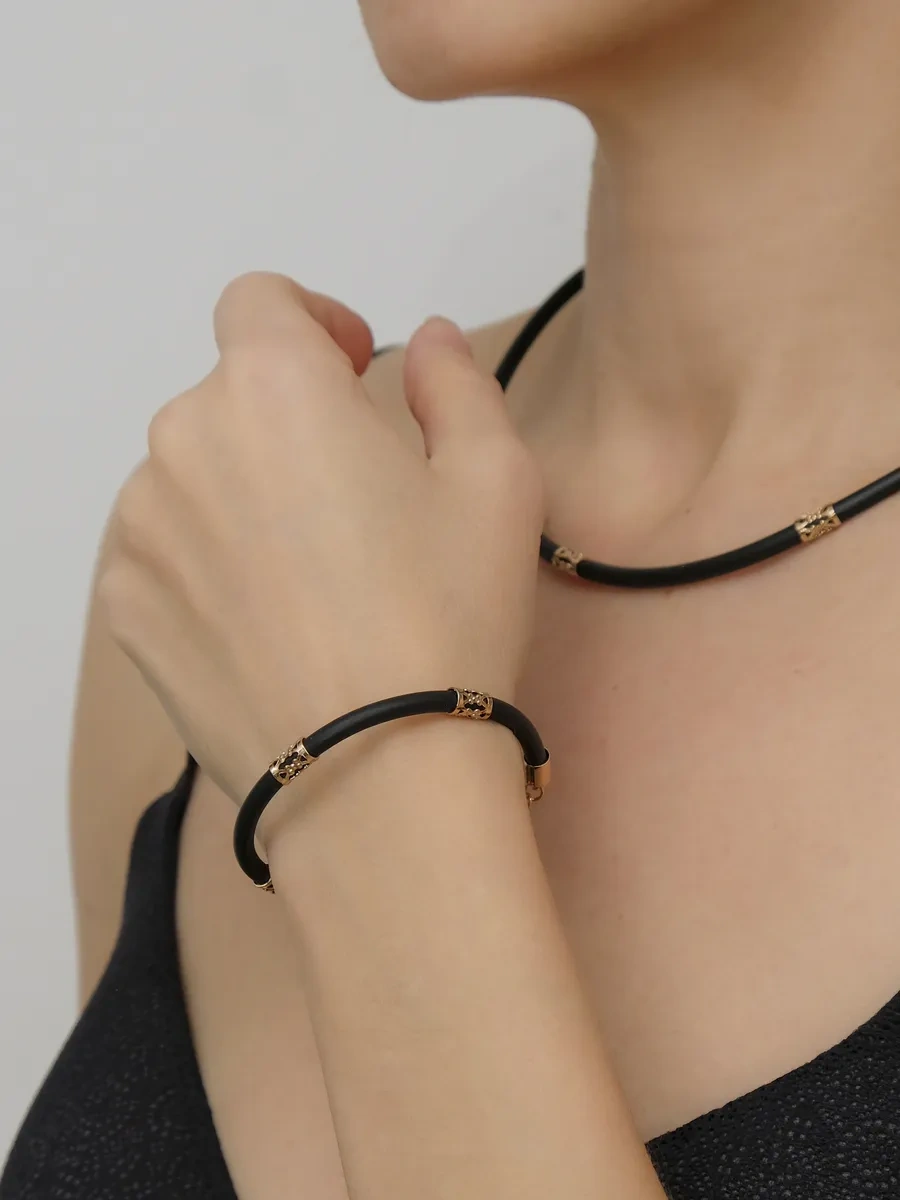 Xuping Siyah Choker Ve Gaytan Bilezik 206104630 Siyah