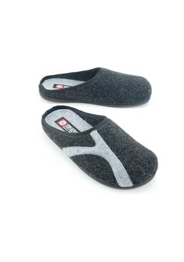 Gezer Kışlık Erkek Pu Alt Taban Çıkarılabilir İç Tabanlıklı Keçe Ev Bahçe Terlik Antrasit